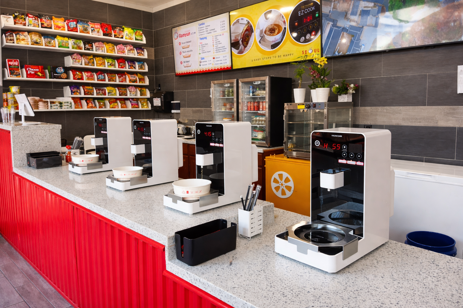 K-Food self-cooking ramen station for convenience stores | K-푸드 열풍 편의점 및 마트용 셀프 라면 스테이션
